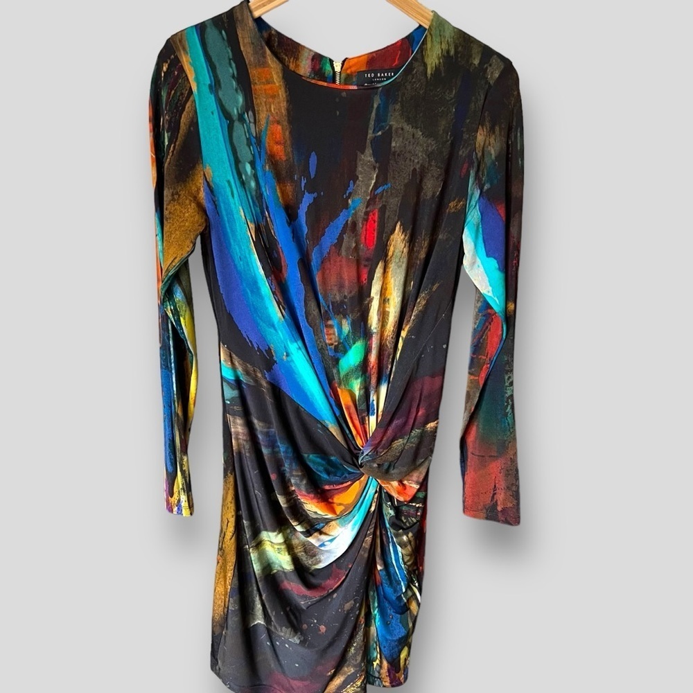 TED BAKER LONDON PENNII ruched pencil DRESS 2/4 Long Sleeve